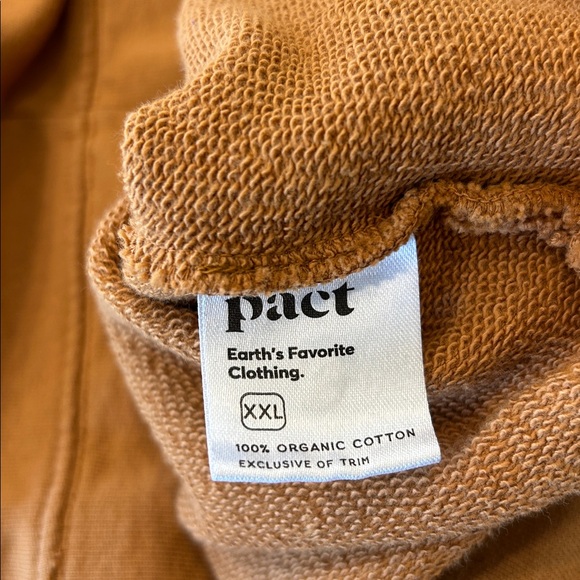 Pact Organic Cotton Hoodie Cropped Pullover Light Brown Womens XXL EUC - Picture 7 of 10